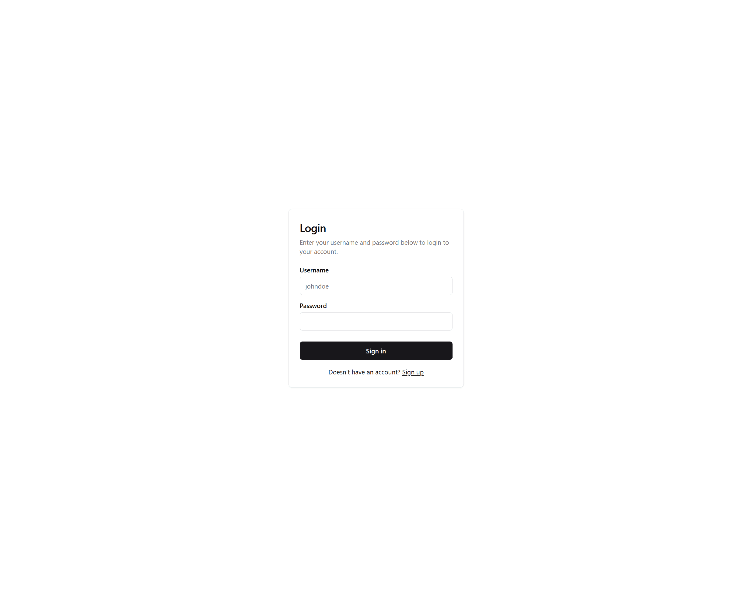 The login page design for the auth system.